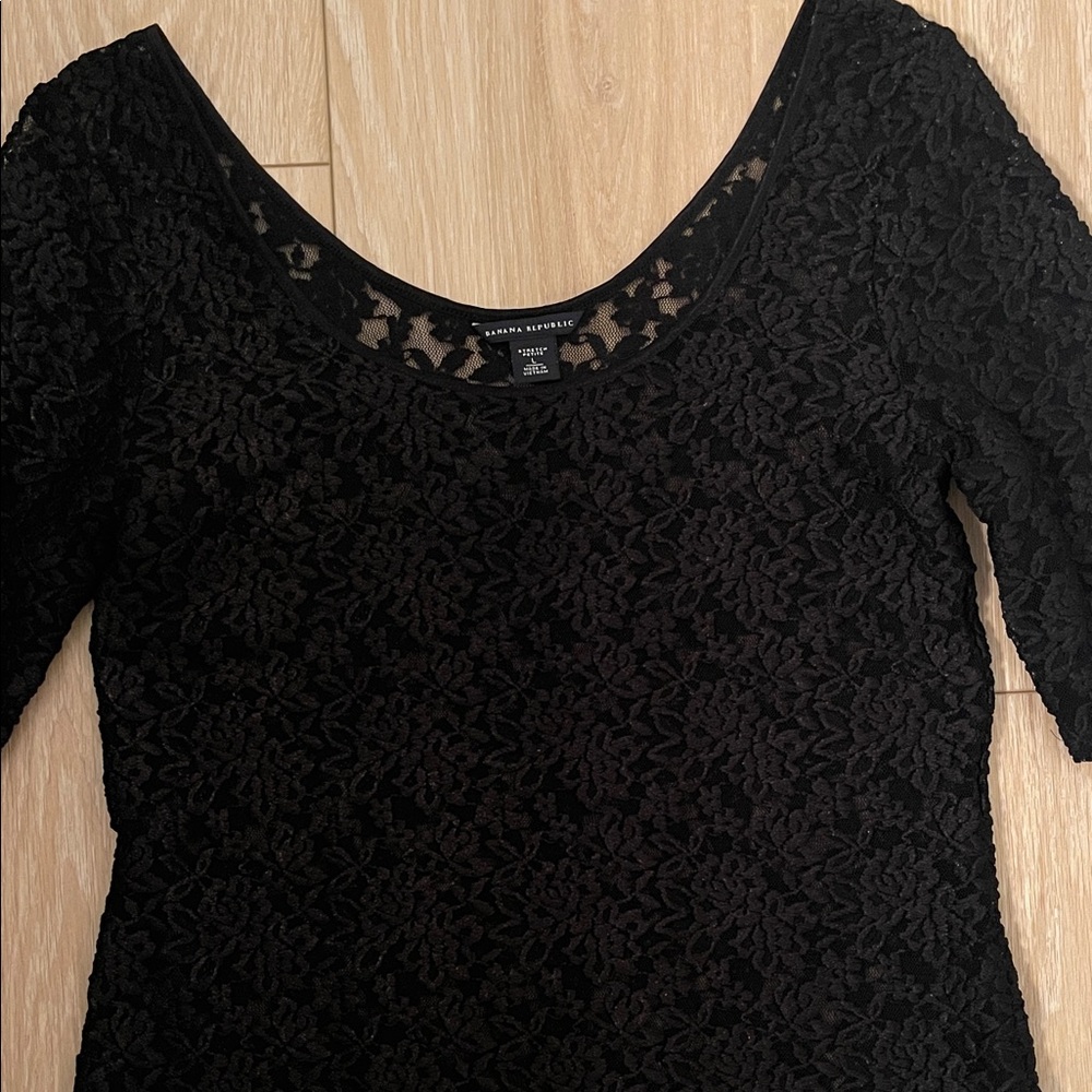 Banana Republic Black Floral Lace Blouse